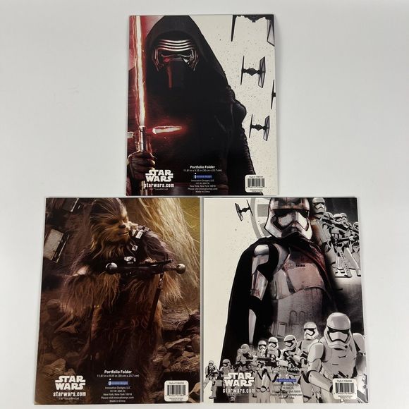 Star Wars The Force Awakens 3 Ring Binder FOLDERS Lot/3 Chewbacca Storm Troopers - Picture 2 of 11